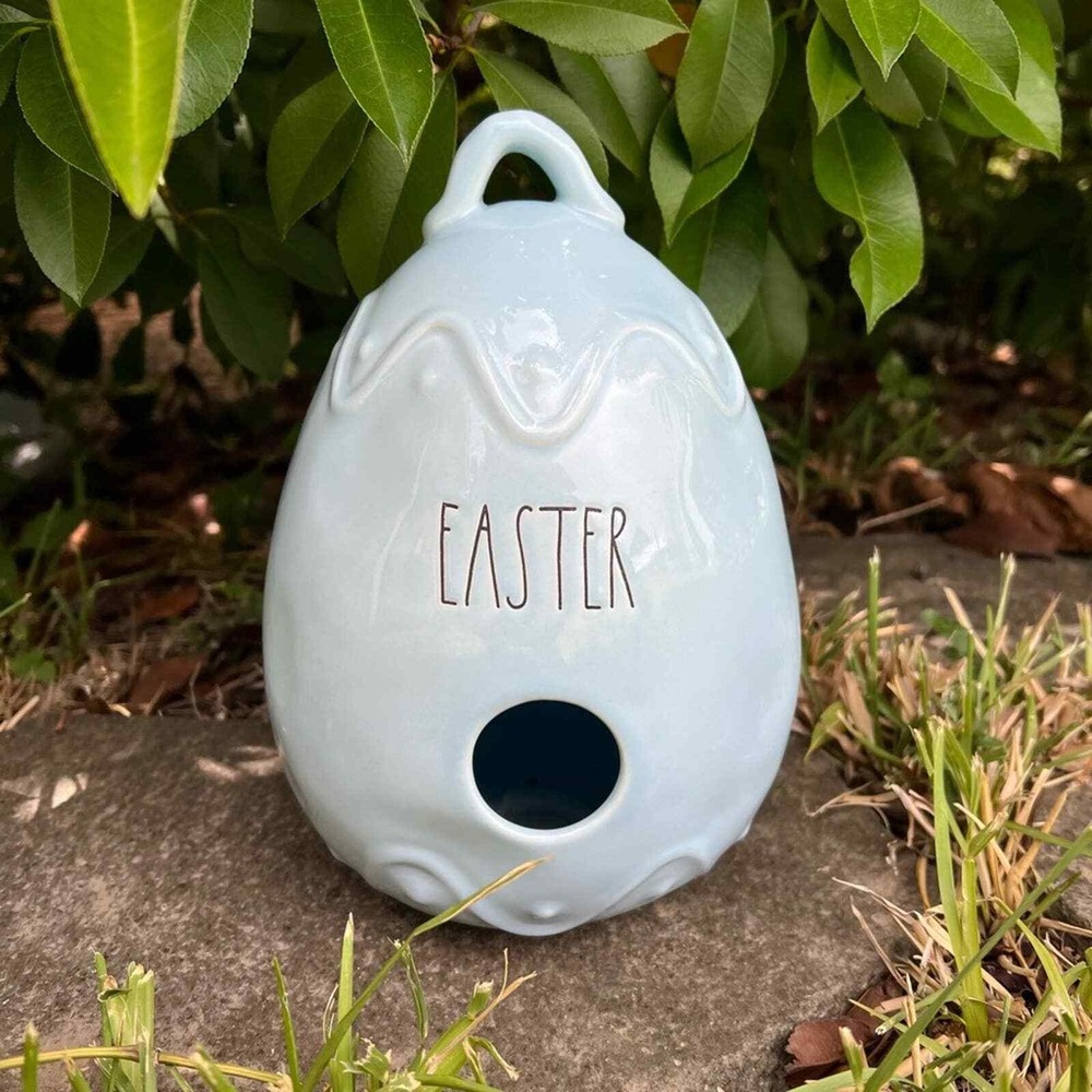 Rae Dunn Easter Birdhouse Ceramic Blue Egg Magenta Artisan Collection